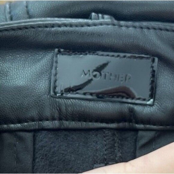 NWT MOTHER The Super Cha Cha Prep Heel Faux Leather Flare Leg Pants Black 23 - Picture 10 of 13